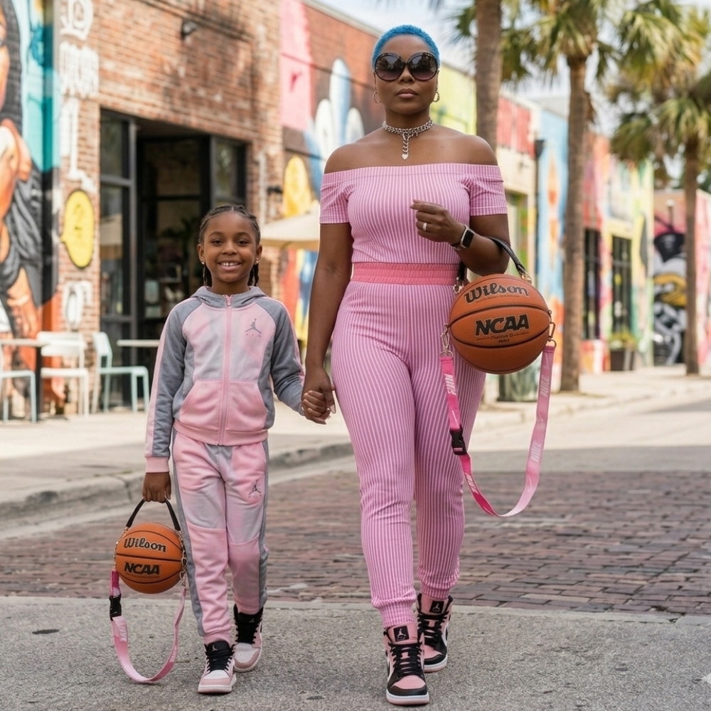 NWT HANDMADE "Mommy" & "Mini Me" Barbie Pink WILSON NCAA Basketball Bags 🏀🏀
